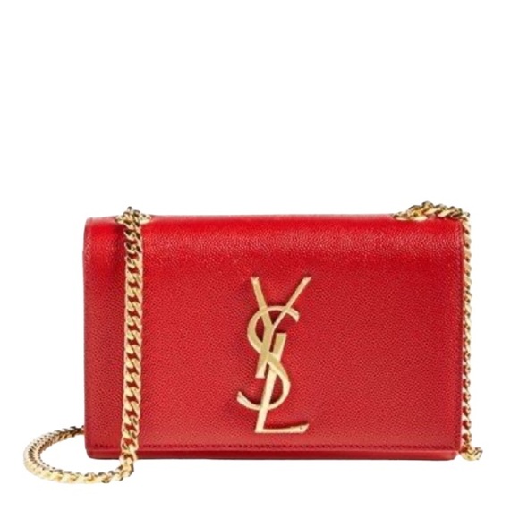 Rare! YSL SAINT LAURENT Grain De Poudre Small Monogram Kate in Red - Picture 1 of 16